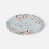 ほこりっぽいブルーピンクフローラボホシック赤ちゃんシャワー ペーパープレート (アングル)