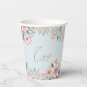 ほこりっぽいブルーピンクフローラボホシック赤ちゃんシャワー 紙コップ (正面)