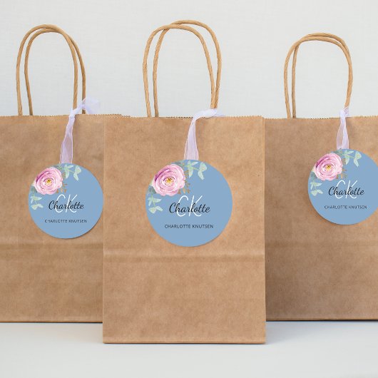 ほこりっぽいブルーピンクフローラユーカリ感謝していス・ユー ラウンドシール