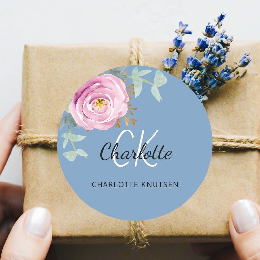 ほこりっぽいブルーピンクフローラユーカリ感謝していス・ユー ラウンドシール