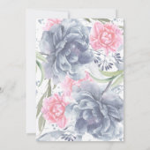 ほこりっぽいブルーピンクフローラ水彩ベビーシャワー 招待状 (裏面)
