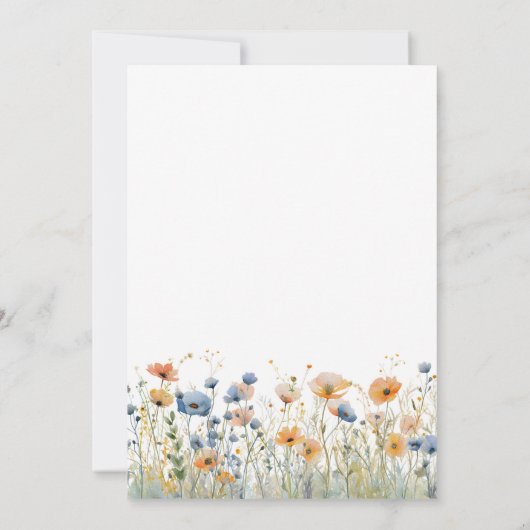 ほこりっぽいブルーピーチワイルドフラワーズ50誕生日 招待状 (裏面)