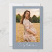 ほこりっぽいブルーフォトワイルドフラワーベビーイン開花シャワー 招待状 (裏面)