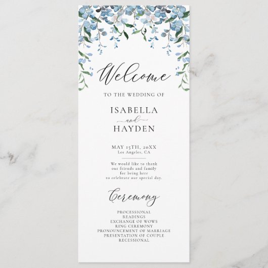 ほこりっぽいブルーフジタリア花春結婚フローラ プログラム (正面)