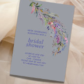 ほこりっぽいブルーフラワーガーデンブライダルシャワー招待 招待状