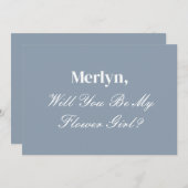 ほこりっぽいブルーフラワーガールプロポーザル結婚ズミニマル 招待状 (正面/裏面)