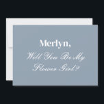 ほこりっぽいブルーフラワーガールプロポーザル結婚ズミニマル 招待状<br><div class="desc">「私の花になるの？」のテンプレートで印刷されパーソナライズされた、反対側にメッセージテンプレートが印刷さかわいらしれシンプル、これは非常にと結婚式のフラワーエレガントガールカードを作る！</div>