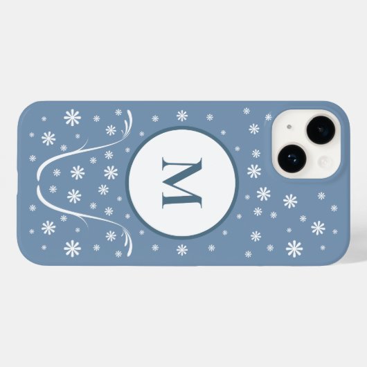 ほこりっぽいブルーフラワーパワーモノグラムフォンケース Case-Mate iPhoneケース (裏面 (横))