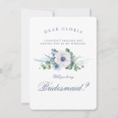 ほこりっぽいブルーフローラの緑の花嫁の提案 招待状 (正面)