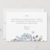 ほこりっぽいブルーフローラは私の花ガールカードになる 招待状 (裏面)