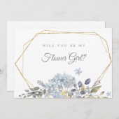 ほこりっぽいブルーフローラは私の花ガールカードになる 招待状 (正面/裏面)