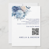 ほこりっぽいブルーフローラほこりっぽいバラ赤面ピンク結婚ズ 招待状 (裏面)