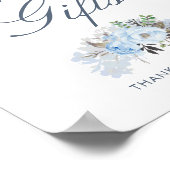 ほこりっぽいブルーフローラウェディングカードとギフトサイン ポスター (角)