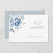 ほこりっぽいブルーフローラウェディングレセプションカード サンキューカード (正面/裏面)