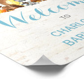 ほこりっぽいブルーフローラウッドランドフォレストアニマルズ男の赤ちゃん ポスター (角)