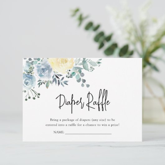 ほこりっぽいブルーフローラグリーン少年おむつラッフル エンクロージャーカード (スタンド正面)