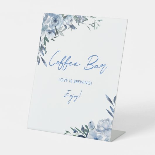 ほこりっぽいブルーフローラコーヒーバー愛が醸造している 台座サイン (正面)