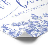 ほこりっぽいブルーフローラコーヒーバー愛が醸造サイン ポスター (角)