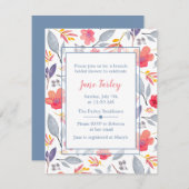 ほこりっぽいブルーフローラシャワー招待状 招待状 (正面/裏面)