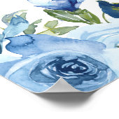 ほこりっぽいブルーフローラシルバーブライダルシャワーへようこそ ポスター (角)