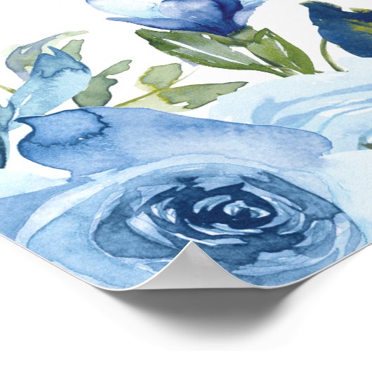 ほこりっぽいブルーフローラシルバーブライダルシャワーへようこそ ポスター (角)