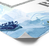 ほこりっぽいブルーフローラシルバーブライダルシャワー写真の支柱 ポスター (角)