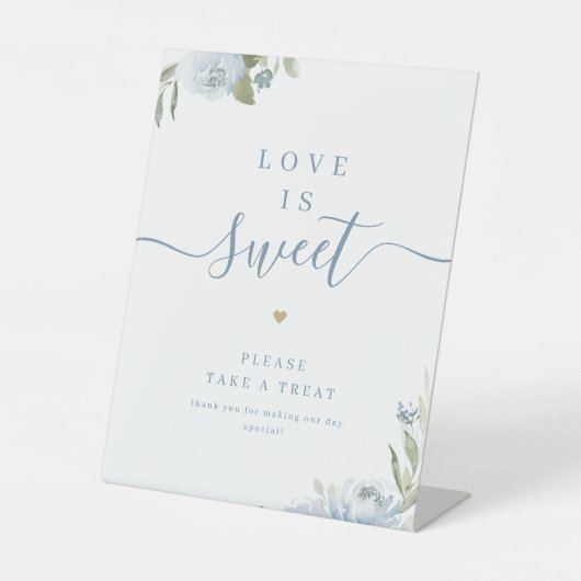 ほこりっぽいブルーフローラスクリプト素朴な愛は甘い 台座サイン (正面)