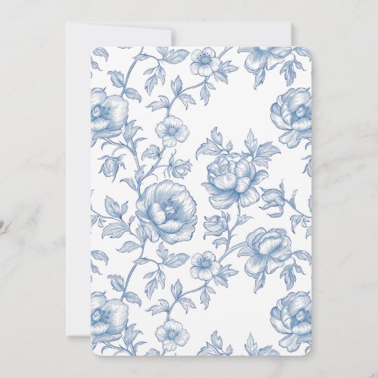 ほこりっぽいブルーフローラチノワジェリーバビーシャワー 招待状 (裏面)