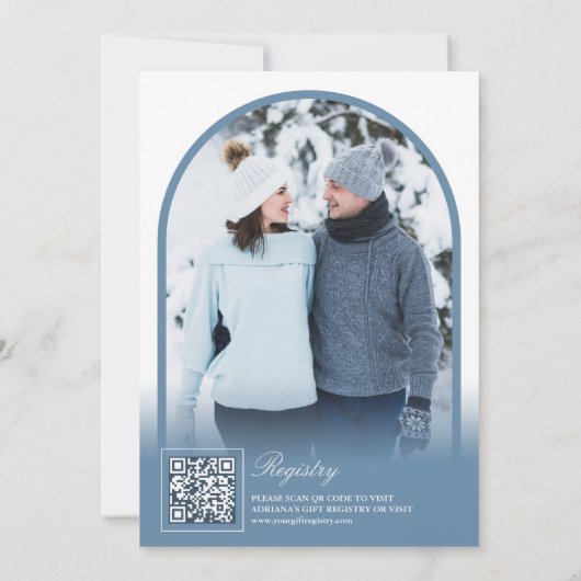 ほこりっぽいブルーフローラティーパーティーQRコードブライダルシャワー 招待状 (裏面)