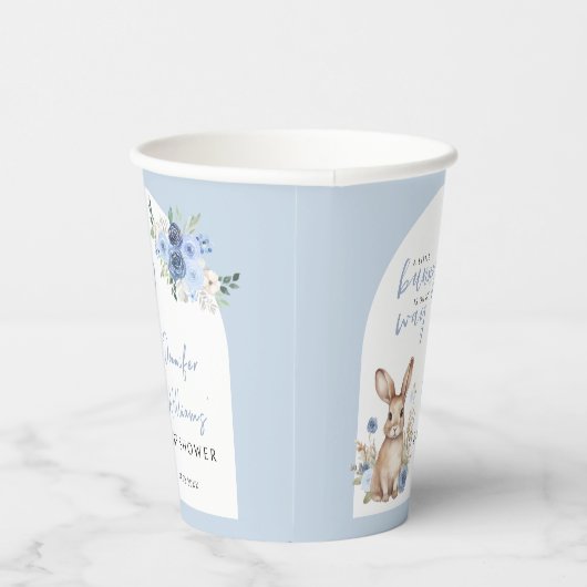 ほこりっぽいブルーフローラバニー男の赤ちゃんシャワー紙カップ 紙コップ (右)