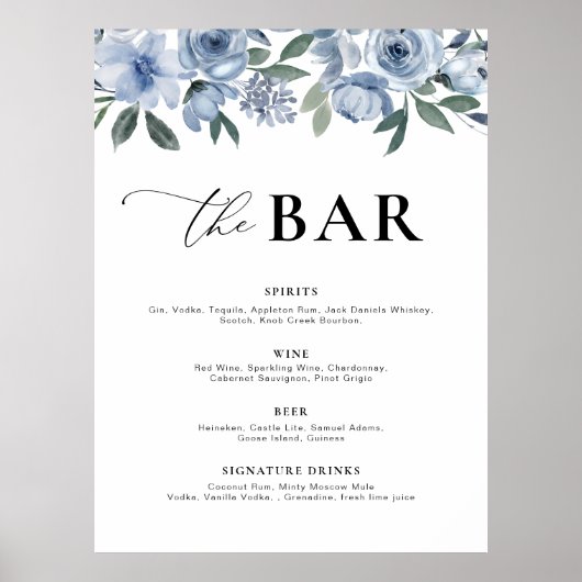 ほこりっぽいブルーフローラバーメニュー ポスター (正面)