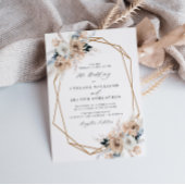 ほこりっぽいブルーフローラパンパス結婚式招待状 招待状