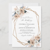 ほこりっぽいブルーフローラパンパス結婚式招待状 招待状 (正面)