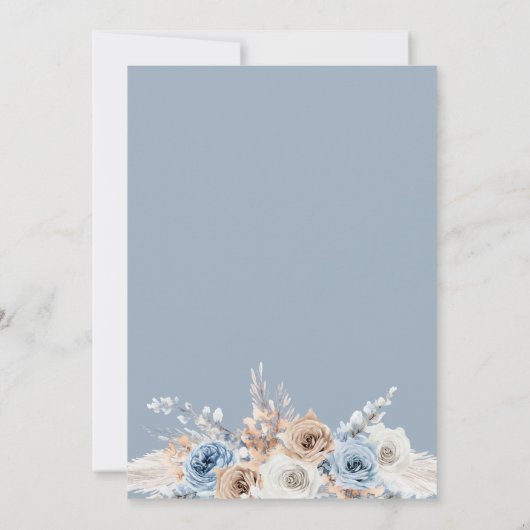 ほこりっぽいブルーフローラパンパス結婚式招待状 招待状 (裏面)