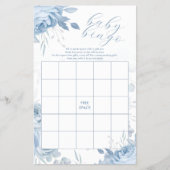 ほこりっぽいブルーフローラビンゴベビーシャワーゲーム チラシ (正面)