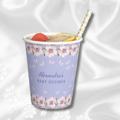 ほこりっぽいブルーフローラピンクバタフライベビーシャワー 紙コップ