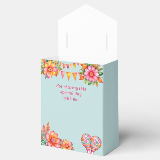 ほこりっぽいブルーフローラフィエスタメキシコベビーシャワー フェイバーボックス (オープン)