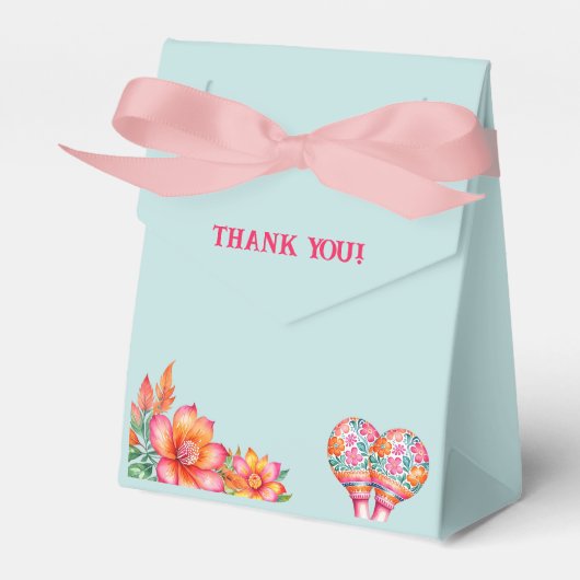 ほこりっぽいブルーフローラフィエスタメキシコベビーシャワー フェイバーボックス (正面サイド)