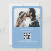 ほこりっぽいブルーフローラフォトウェディングQRとの招待 招待状 (裏面)