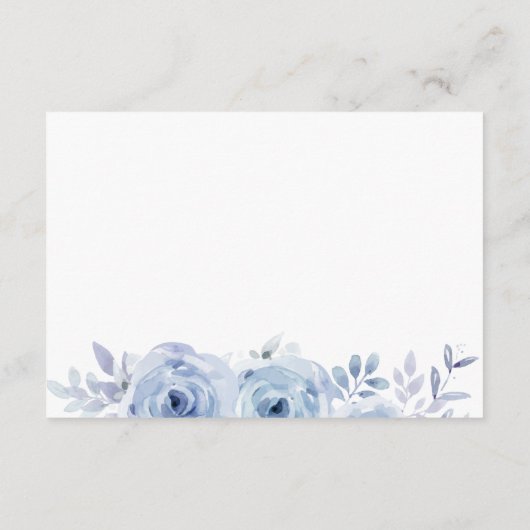 ほこりっぽいブルーフローラフラワーブライダルシャワーアドバイスカード エンクロージャーカード (裏面)