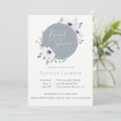 ほこりっぽいブルーフローラフレームブライダルシャワー招待 招待状 (スタンド正面)