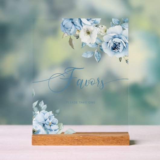 ほこりっぽいブルーフローラブライダルの恩恵 アクリルサイン (ニュートラル)