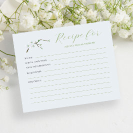 ほこりっぽいブルーフローラブライダルシャワーレシピカード