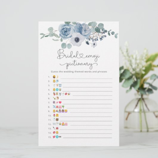 ほこりっぽいブルーフローラブライダル絵文字ゲーム (スタンド正面)