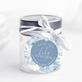 ほこりっぽいブルーフローラベビーイン開花ベビーシャワー フェイバータグ