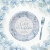 ほこりっぽいブルーフローラベビーイン開花ベビーシャワー ペーパープレート