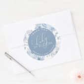 ほこりっぽいブルーフローラベビーイン開花ベビーシャワー ラウンドシール (封筒)