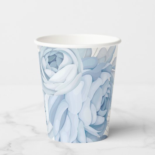 ほこりっぽいブルーフローラベビーイン開花ベビーシャワー 紙コップ (裏面)