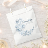 ほこりっぽいブルーフローラベビーシャワー優先バッグ フェイバーバッグ (クリップ留めされた状態)