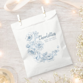 ほこりっぽいブルーフローラベビーシャワー優先バッグ フェイバーバッグ